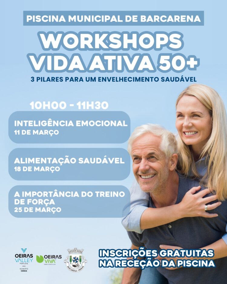 Três quartas‑feiras, três workshops sobre envelhecimento saudável na Piscina Municipal de Barcarena